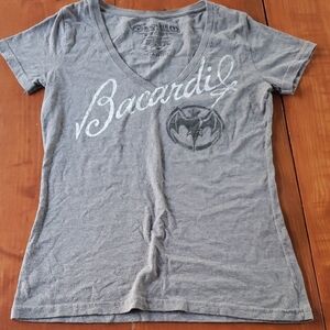 Bacardi Women's Gray V-Neck Short Sleeve Tee
